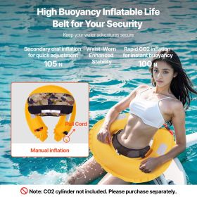 Manual Inflatable Belt Pack for Adults, 105N Buoyancy, Over 80 Pounds and Up to 59 in Waist Adjustable, Inflatable PFD Waist for SUP Paddelboarding (Color: Green)