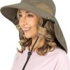 Wide Brim Sun Hat with Neck Flap, UPF50+ Hiking Safari Fishing Hat for Men Women, Sun Protection Beach Hat
