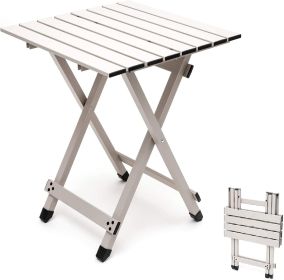 3 in 1 Folding Camping Table, Stool, and Footrest, Lightweight Portable up to 300 LBS, Easy to Carry for Beach, Fishing, Trip, Picnic, Lawn (Color: Grey-1set)