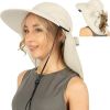 Wide Brim Sun Hat with Neck Flap, UPF50+ Hiking Safari Fishing Hat for Men Women, Sun Protection Beach Hat