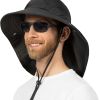 Wide Brim Sun Hat with Neck Flap, UPF50+ Hiking Safari Fishing Hat for Men Women, Sun Protection Beach Hat