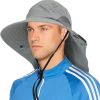 Wide Brim Sun Hat with Neck Flap, UPF50+ Hiking Safari Fishing Hat for Men Women, Sun Protection Beach Hat