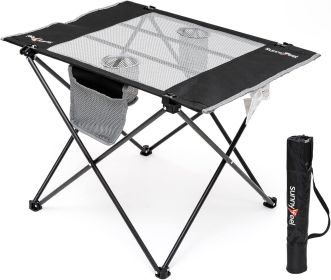 3 in 1 Folding Camping Table, Stool, and Footrest, Lightweight Portable up to 300 LBS, Easy to Carry for Beach, Fishing, Trip, Picnic, Lawn (Color: Mesh-black-1set)
