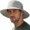 Wide Brim Sun Hat for Men, Outdoor Fishing & Hiking Hat UPF 50+, Boonie Hat with Chin Strap, Quick Dry