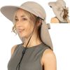 Wide Brim Sun Hat with Neck Flap, UPF50+ Hiking Safari Fishing Hat for Men Women, Sun Protection Beach Hat