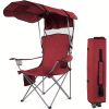 Oversized Camping Chair with Canopy Heavy Duty Folding Outdoor Chair with Armrest Cup Holder and Carry Bag Portable Camp Chair for Beach Fishing Picni