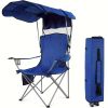 Oversized Camping Chair with Canopy Heavy Duty Folding Outdoor Chair with Armrest Cup Holder and Carry Bag Portable Camp Chair for Beach Fishing Picni