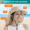 Wide Brim Sun Hat with Neck Flap, UPF50+ Hiking Safari Fishing Hat for Men Women, Sun Protection Beach Hat