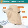 Wide Brim Sun Hat with Neck Flap, UPF50+ Hiking Safari Fishing Hat for Men Women, Sun Protection Beach Hat