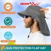 Wide Brim Sun Hat with Neck Flap, UPF50+ Hiking Safari Fishing Hat for Men Women, Sun Protection Beach Hat