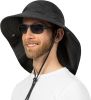 Wide Brim Sun Hat with Neck Flap, UPF50+ Hiking Safari Fishing Hat for Men Women, Sun Protection Beach Hat