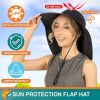 Wide Brim Sun Hat with Neck Flap, UPF50+ Hiking Safari Fishing Hat for Men Women, Sun Protection Beach Hat