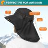 Wide Brim Sun Hat with Neck Flap, UPF50+ Hiking Safari Fishing Hat for Men Women, Sun Protection Beach Hat
