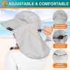 Wide Brim Sun Hat with Neck Flap, UPF50+ Hiking Safari Fishing Hat for Men Women, Sun Protection Beach Hat